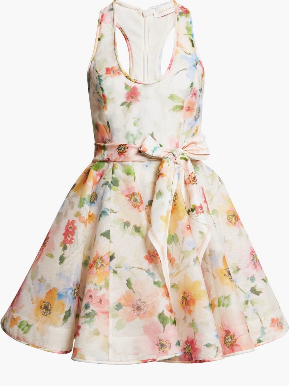 Zimmermann Alchemy Racerback Linen and Silk Skater Minidress AU3/US10/UK14